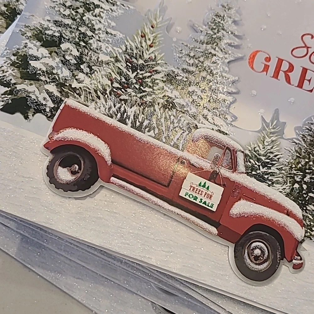 New!! Set of 12 Tree Farm Truck Christmas Cards